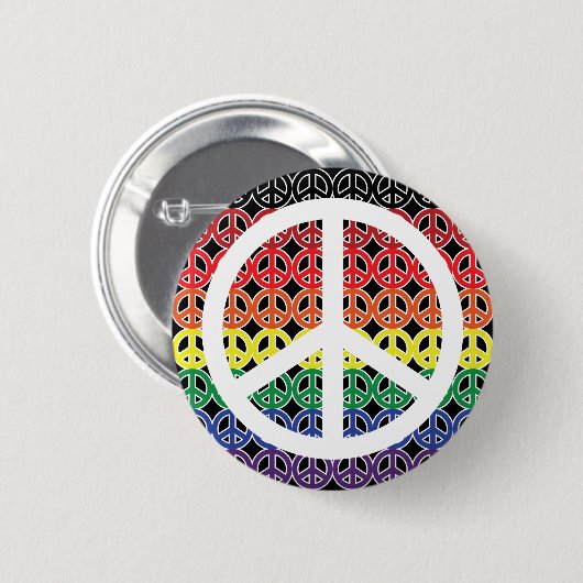 Friedenszeichen-Regenbogen mit großem Button (Vorne & Hinten)