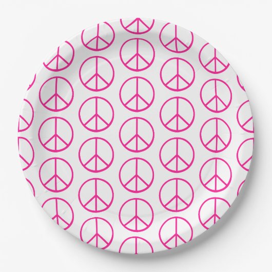 Friedenszeichen Rosa Modern Retro Groovy Pappteller (Vorderseite)