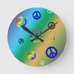 Friedenszeichen Runde Wanduhr