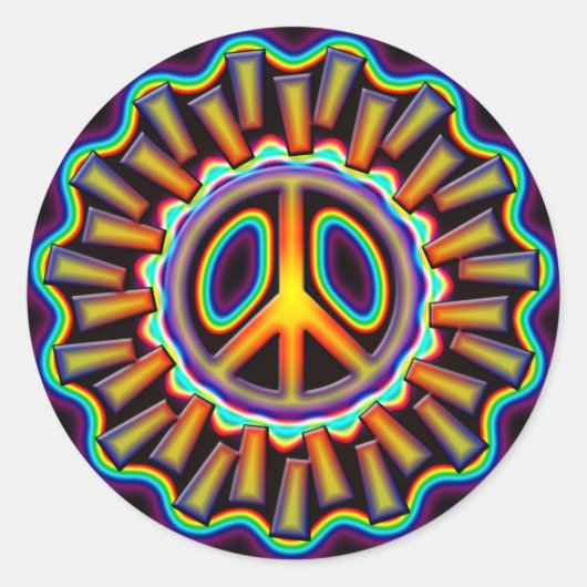 FRIEDENSZEICHEN RUNDER AUFKLEBER (Vorderseite)