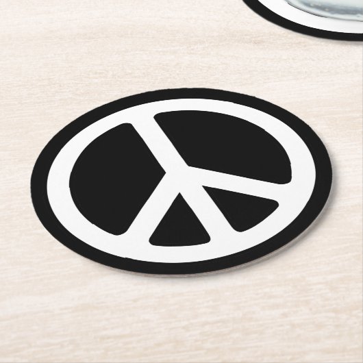 Friedenszeichen Runder Pappuntersetzer (Angewinkelt)
