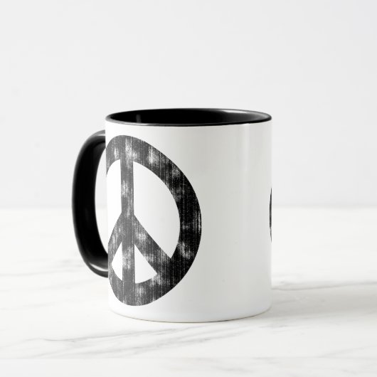 Friedenszeichen Schwarz erschüttert Tasse (Vorderseite Links)
