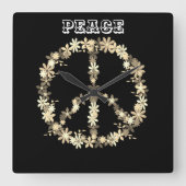 Friedenszeichen, Schwarz-weiße MonochromPersonalis Quadratische Wanduhr (Vorderseite)