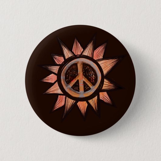 Friedenszeichen Sonnenschein Sonniger Friedlicher Button (Vorderseite)