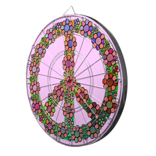 Friedenszeichen-Symbol-Blume hübsch Dartscheibe (Vorderseite rechts)