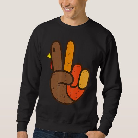 Friedenszeichen Truthahn Hand Cool Thanksgiving Hi Sweatshirt (Vorderseite)