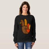 Friedenszeichen Truthahn Hand Cool Thanksgiving Hi Sweatshirt (Vorne ganz)