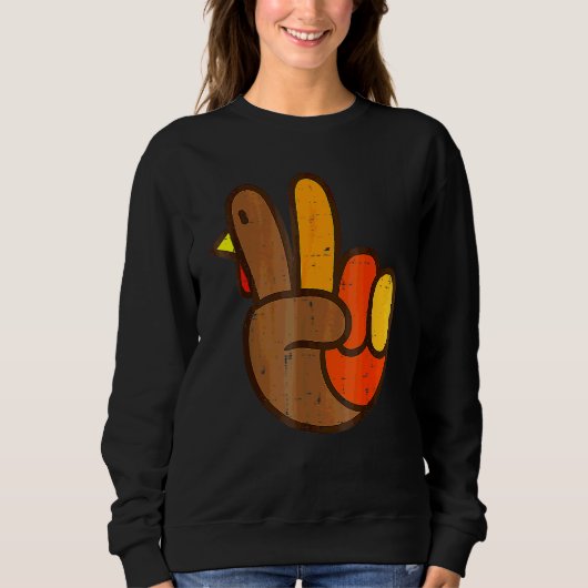 Friedenszeichen Truthahn Hand Cool Thanksgiving Hi Sweatshirt (Vorderseite)