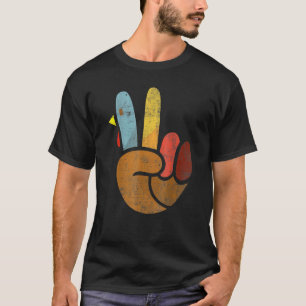 Friedenszeichen Truthahn Hand Cool Thanksgiving Hi T-Shirt