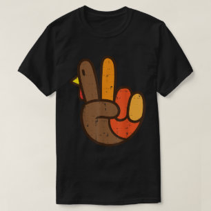 Friedenszeichen Truthahn Lustiger Erntedankfest T-Shirt