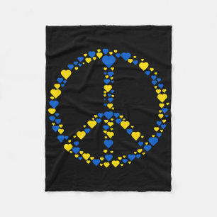 Friedenszeichen Ukraine Blaue und gelbe Herzen unt Fleecedecke