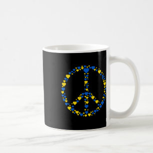 Friedenszeichen Ukraine Blaue und gelbe Herzen unt Kaffeetasse