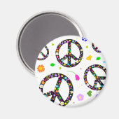 Friedenszeichen und Blume Magnet (Vorderseite/Rückseite)