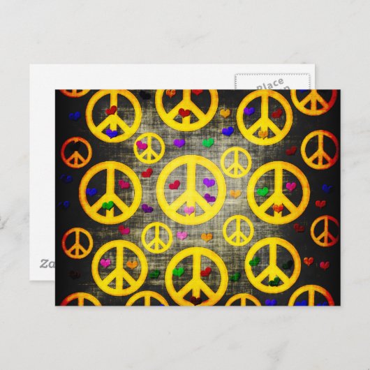 Friedenszeichen und Herz Postkarte (Vorne/Hinten)