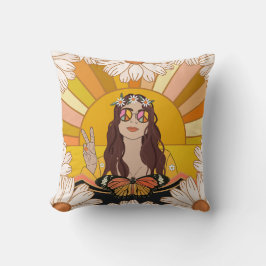 Friedenszeichen und Schmetterling Kissen