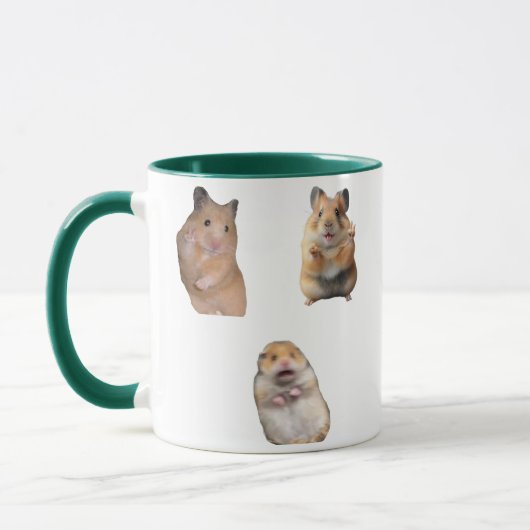 Friedenszeichen und Screaming Hamster Meme Lustige Tasse (Links)