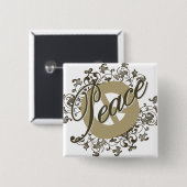 Friedenszeichen Vintages Brown Button (Vorne & Hinten)