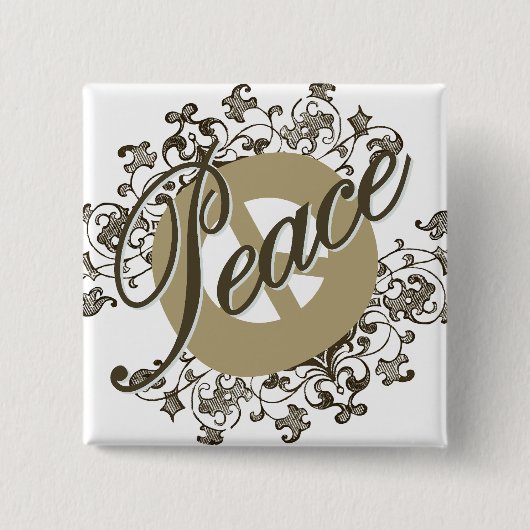 Friedenszeichen Vintages Brown Button (Vorderseite)