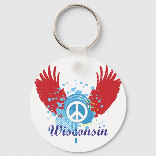 Friedenszeichen Wisconsin Schlüsselanhänger (Vorderseite)