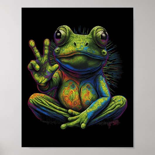 Friedenszeichen Yoga Frösche Cool Peace Frog Tie D Poster (Vorne)