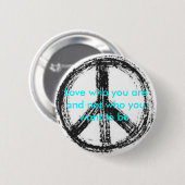 Friedenszeichenknopf mit niedlichem Zitat Button (Vorne & Hinten)