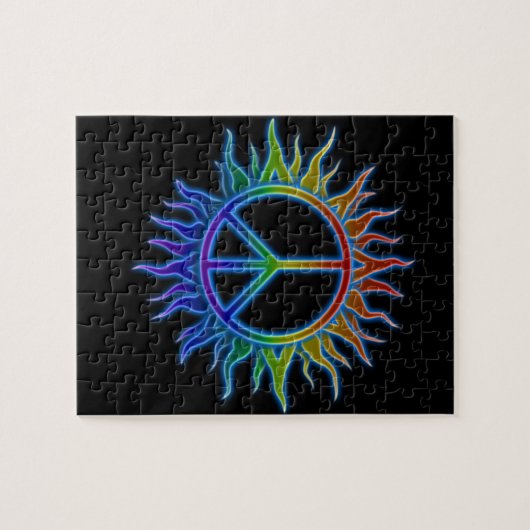 "FriedenszeichenSun" Regenbogen färbte Puzzle (Horizontal)