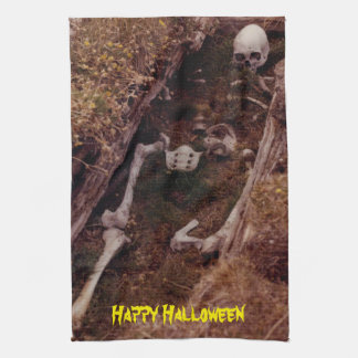 Friedhof für beängstigende Halloween-Skelettknoche Handtuch