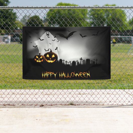 Friedhof, Geist, Pumpkins, Fledermäuse Halloween Banner (Insitu)