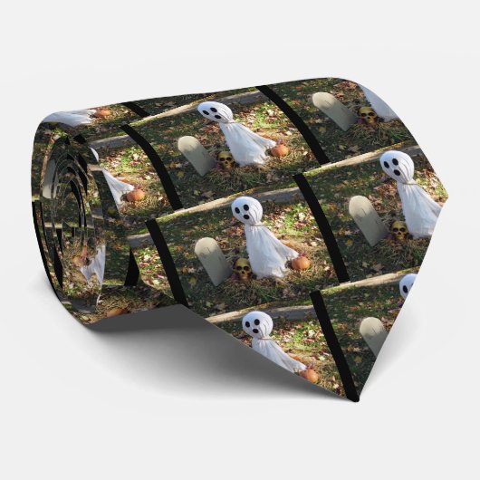 Friedhof, Ghost & Pumpkin Krawatte (Gerollt)