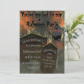 Friedhof Grabstein Blackbird Vulture Misty Spooky Einladung (Stehend Vorderseite)