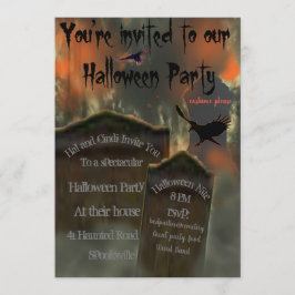 Friedhof Grabstein Blackbird Vulture Misty Spooky Einladung