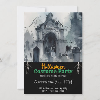 Friedhof Graves Schwarzes Halloween Einladung
