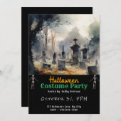 Friedhof Graves Schwarzes Halloween Einladung (Vorne/Hinten)