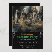 Friedhof Graves Schwarzes Halloween Einladung (Vorne/Hinten)