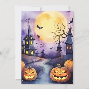 Friedhof Halloween Night Moon Jack O’Lanterns Flee Feiertagskarte