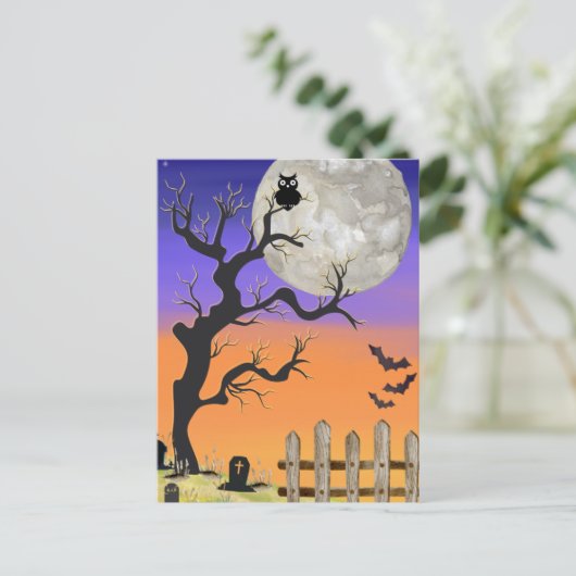 Friedhof Halloween Postkarte (Stehend Vorderseite)