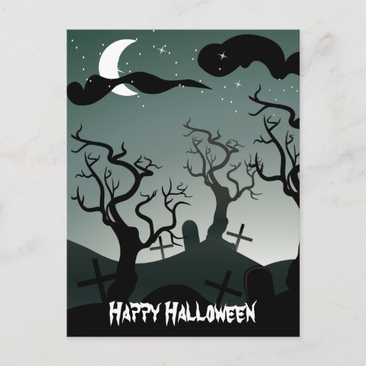 Friedhof Halloween Postkarte (Vorderseite)