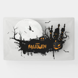 Friedhof, Hexe, Pumpkins und Spuk Haus Banner