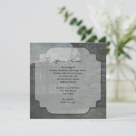 Friedhof im Dusk-Halloween-Party Einladung (Stehend Vorderseite)