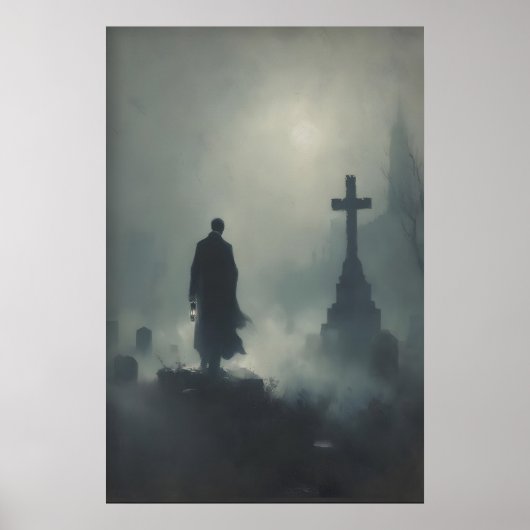 Friedhof im gotischen Stil Druckbare Kunst Dunkle  Poster (Vorne)