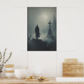 Friedhof im gotischen Stil Druckbare Kunst Dunkle  Poster (Küche)