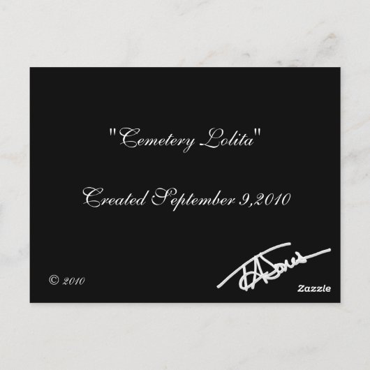 Friedhof Lolita Goth Fantasy gezeichnet Mini Print Postkarte (Rückseite)