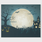 Friedhof mit Kürbisen, Schläger, toter Baum, Mond Geschenkpapier (Flach)