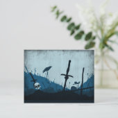 Friedhof mit Schädel und Ravens Postkarte (Stehend Vorderseite)