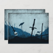 Friedhof mit Schädel und Ravens Postkarte (Vorne/Hinten)