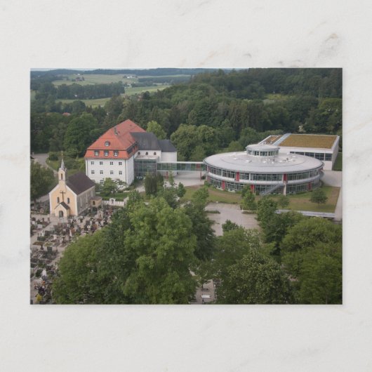 FRIEDHOF & REALSCHULE HAAG VON SCHLOSSTURM AUS POSTKARTE (Vorderseite)