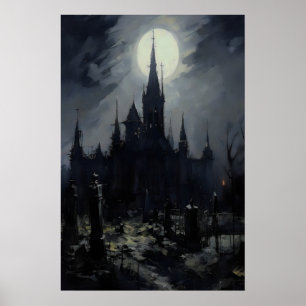 Friedhof Schloss Gothic Wandkunst, Dunkle Stimmung Poster