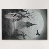 Friedhof, Torwart und Vollmond Halloween Puzzle (Horizontal)