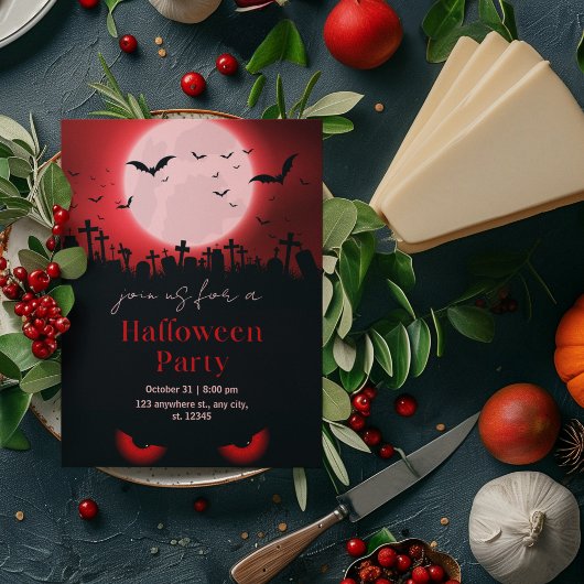 Friedhof und Fledermäuse - Illustration Einladung