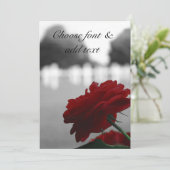 Friedhof und Rote Rose - Gedenktag Karte (Stehend Vorderseite)